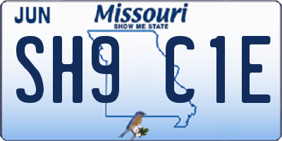 MO license plate SH9C1E