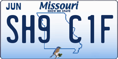 MO license plate SH9C1F