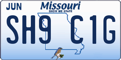 MO license plate SH9C1G