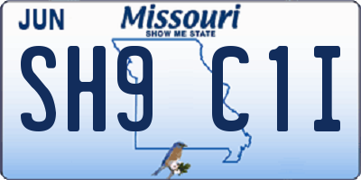 MO license plate SH9C1I