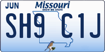 MO license plate SH9C1J