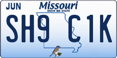 MO license plate SH9C1K