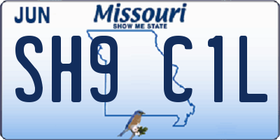 MO license plate SH9C1L