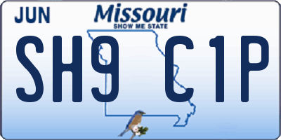 MO license plate SH9C1P
