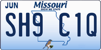 MO license plate SH9C1Q