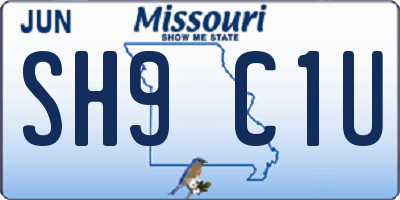 MO license plate SH9C1U