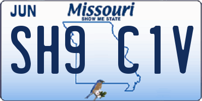 MO license plate SH9C1V
