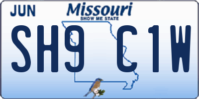 MO license plate SH9C1W