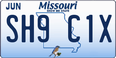 MO license plate SH9C1X