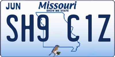 MO license plate SH9C1Z