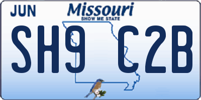 MO license plate SH9C2B