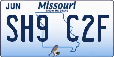 MO license plate SH9C2F