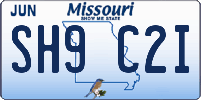 MO license plate SH9C2I
