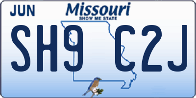 MO license plate SH9C2J