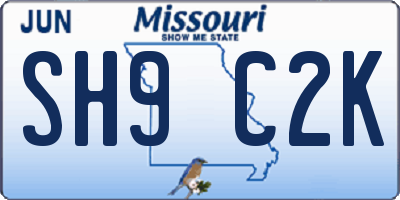 MO license plate SH9C2K