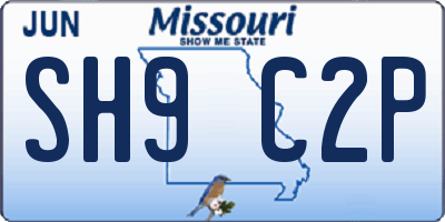 MO license plate SH9C2P