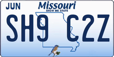 MO license plate SH9C2Z