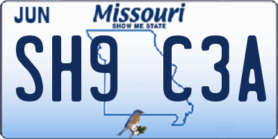 MO license plate SH9C3A