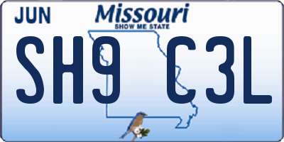 MO license plate SH9C3L
