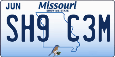 MO license plate SH9C3M