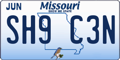 MO license plate SH9C3N