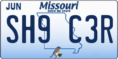 MO license plate SH9C3R