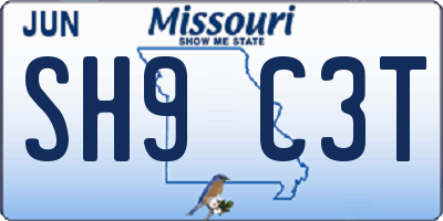 MO license plate SH9C3T