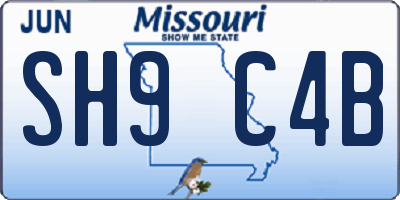 MO license plate SH9C4B
