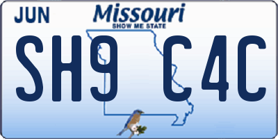 MO license plate SH9C4C