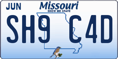 MO license plate SH9C4D
