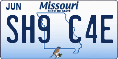 MO license plate SH9C4E
