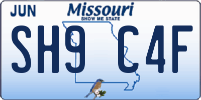 MO license plate SH9C4F