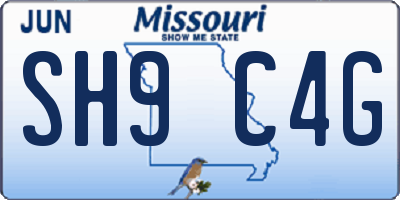 MO license plate SH9C4G