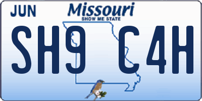 MO license plate SH9C4H