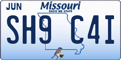 MO license plate SH9C4I