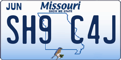 MO license plate SH9C4J