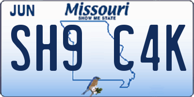 MO license plate SH9C4K