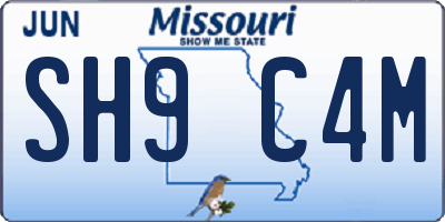 MO license plate SH9C4M