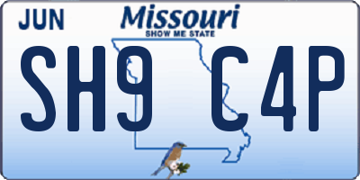 MO license plate SH9C4P