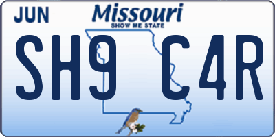 MO license plate SH9C4R