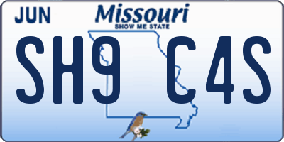 MO license plate SH9C4S