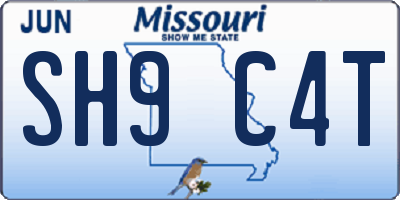 MO license plate SH9C4T