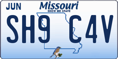 MO license plate SH9C4V