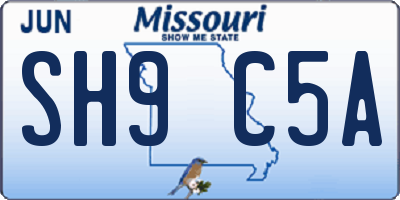 MO license plate SH9C5A