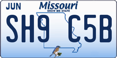 MO license plate SH9C5B