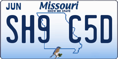 MO license plate SH9C5D