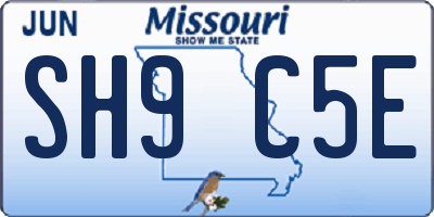 MO license plate SH9C5E