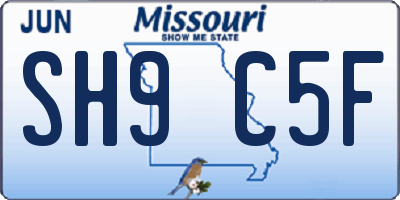 MO license plate SH9C5F