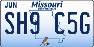 MO license plate SH9C5G