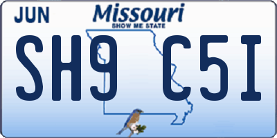 MO license plate SH9C5I